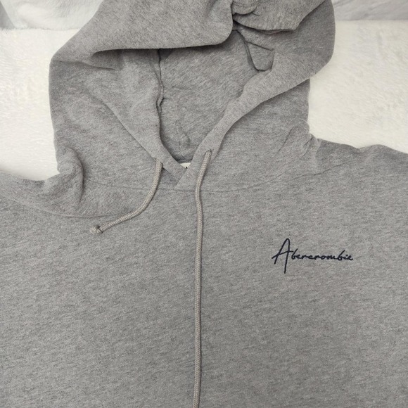 Abercrombie & Fitch Hoodie Mens Large Gray Soft A&F Fleece Pullover Relaxed Fit - Picture 2 of 9